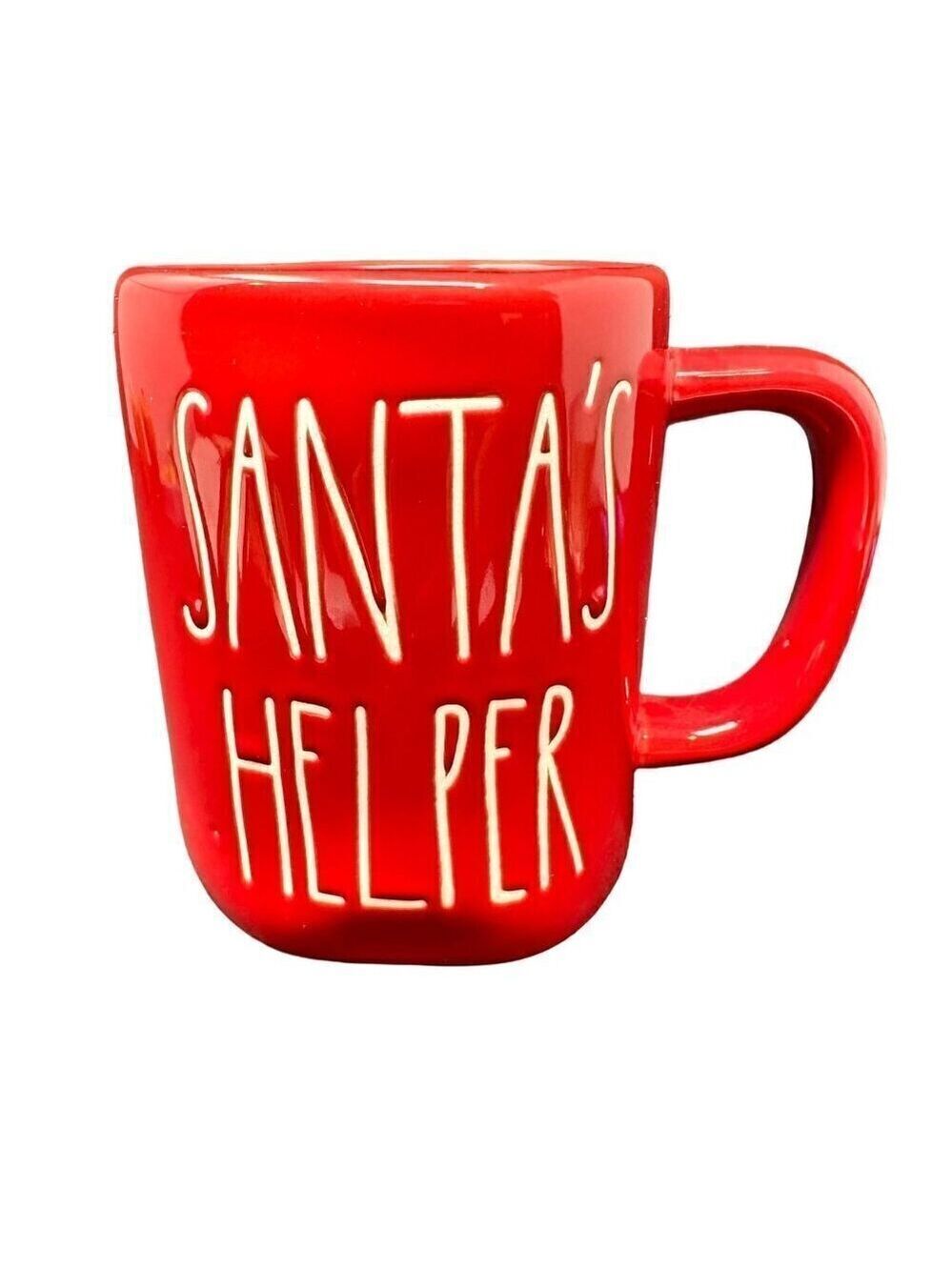 Rae Dunn SANTAS HELPER Mug Large Coffee Cup Ceramic Magenta LL Christmas Gift